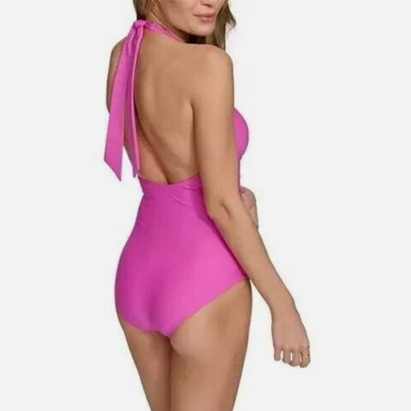 NWT DKNY Women's Tie-Back Halter-Style One-Piece Swimsuit size Medium - Picture 4 of 5